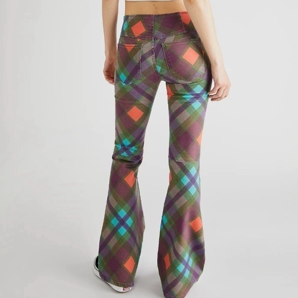 Free People Denim - New Free People Penny Pull On Printed Flare Jeans in Retro Plaid